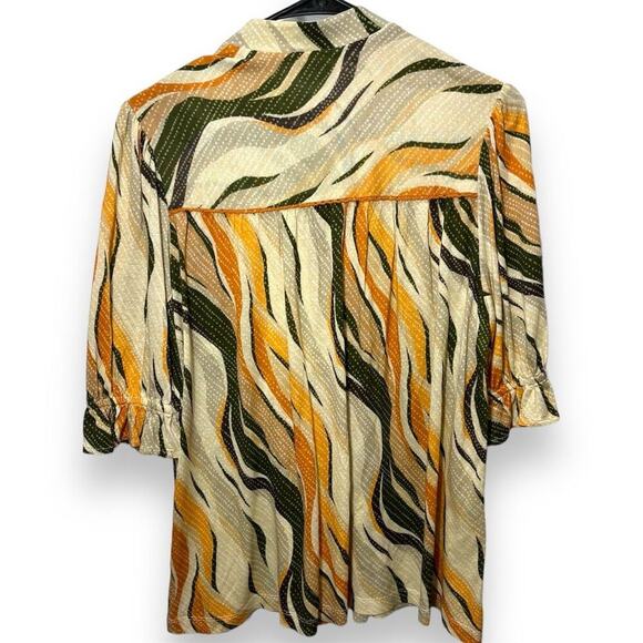 Anthropologie x Bl-nk London BohoV-Neck Blouse S  Geometric Long Sleeve Viscose - Picture 4 of 8